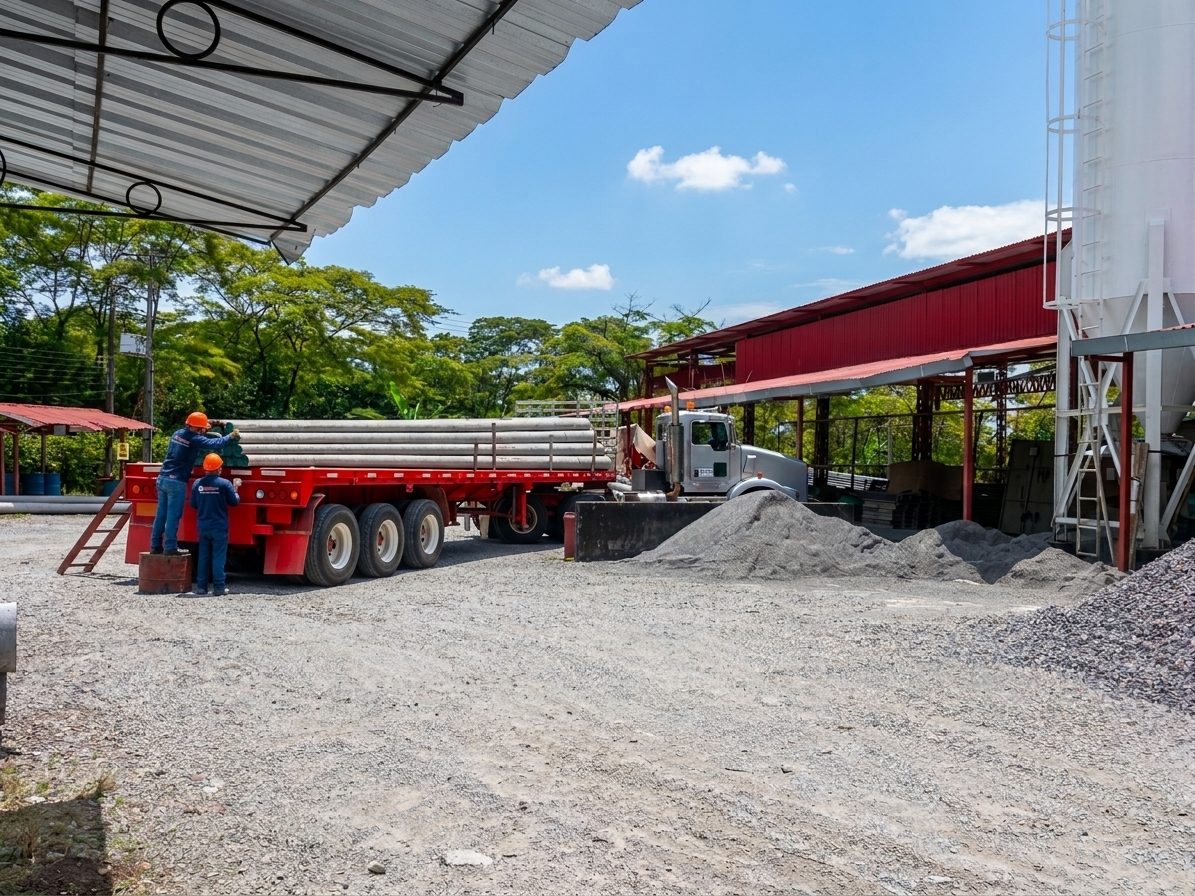 Planta de producción de postes de concreto centrifugado de PRECOLL S.A.S. en el Km 5.7 Vía Acacías